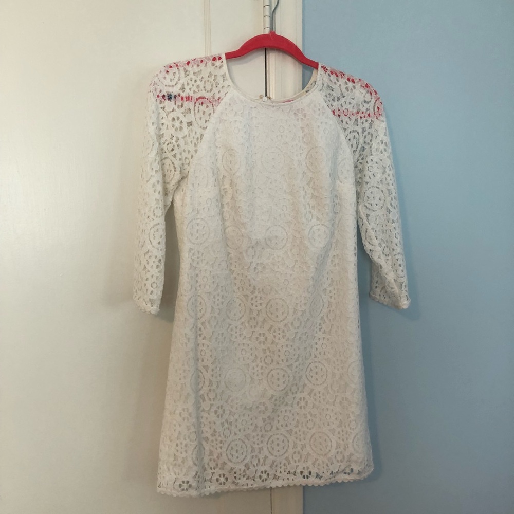 Lilly Pulitzer White embroidered 3/4 sleeve dress